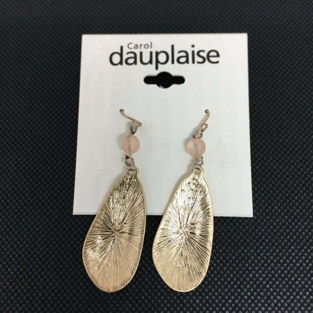 Carol Dauplaise Gold Tone Drop Earrings NEW